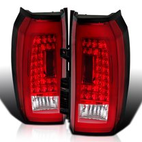 Spec-D Tuning Red LED Bar Tail Lights Compatible with 2015-2020 Chevy Tahoe/Suburban LS LT LTZ, 2017-2020 Chevy Tahoe/Suburban Premier, Left   Right Pair Assembly