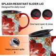 thumbnail image 5 of Topadorn Watercolor Red Flower Ceramic Travel Mug, 17oz, Turquoise Lattice Background, Spill-Resistant Lid, Microwave/Dishwasher/Oven Safe, 5 of 7
