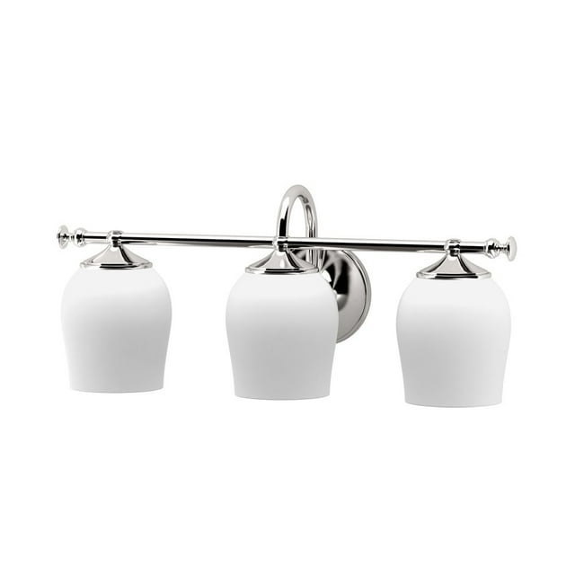 Gatco 1626 Tavern Aplique Triple Níquel Pulido | Aplique De Vidrio Esmerilado De 3 Luces Montado En La Pared Hacia Arriba Y Hacia Abajo | Lámpara De Tocador De Baño De 20 Pulgadas De Ancho X 9 Pulgada
