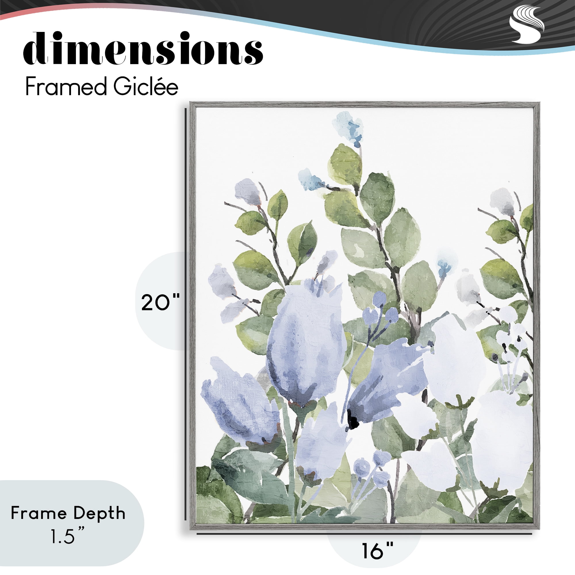 Stupell Industries Blue Spring Botanicals Gray Framed Giclee Art, design by Kim Allen