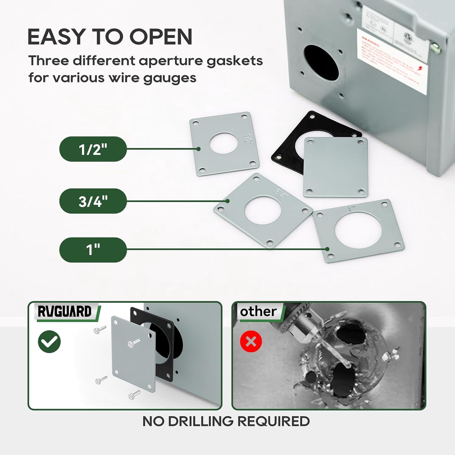 RVGUARD 50 Amp 125/250 Volt RV/EV Power Outlet Box, Enclosed Lockable Weatherproof Outdoor Electrical NEMA 14-50R Receptacle Panel, ETL Listed