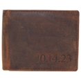 thumbnail image 4 of MARSHAL Personalized Date Men's RFID Blocking Genuine Leather Bifold Multi-Card Center Flap Wallet Vintage Brown, 4 of 6