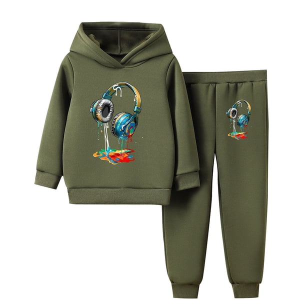Odeerbi 2-16 Años Niñas Conjuntos Estampados Sudaderas Con Capucha Pantalones Dos Piezas Conjunto Sudadera Manga Larga Con Capucha Sudadera Primavera Pullover