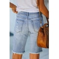 thumbnail image 5 of Blibea Womens Bermuda Jean Shorts Rainbow Print Distressed Ripped Denim Bermuda Shorts Sky Blue 14, 5 of 5