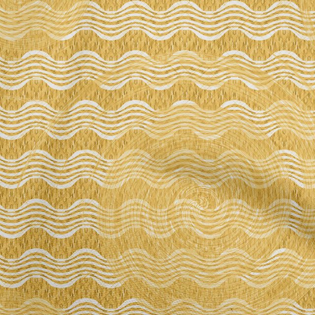 oneOone Tissu Polyester Spandex Jaune à Rayures, Tissu Imprimé au Mètre 56 Pouces de Large