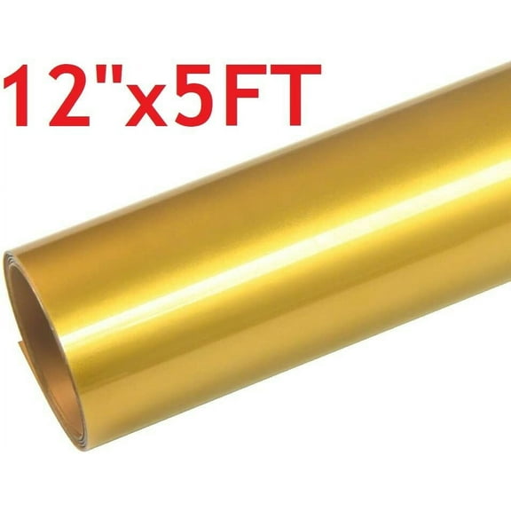 12" x 5FT Gold HTV Iron On Heat Transfer Vinyl Roll for T Shirt Shoes Hats Bags