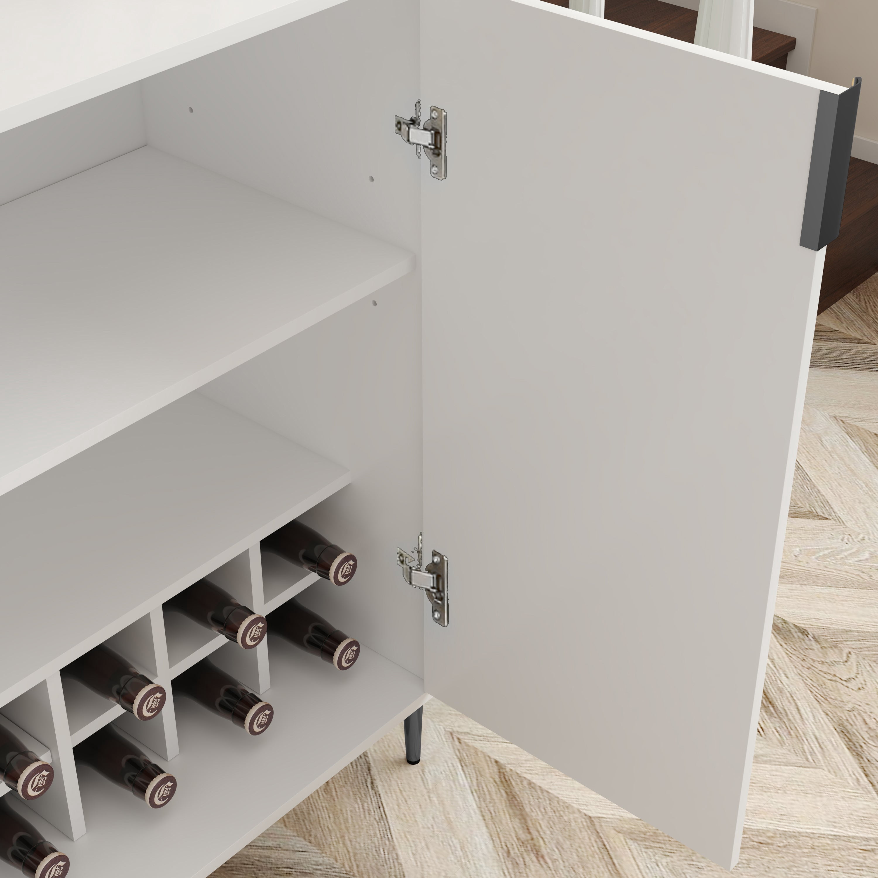 Sailvan Home Wine Bar Cabinet with Wine Rack & Adjustable Shelf