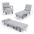 thumbnail image 3 of Yardi Yard Folding 6 Position Convertible Sleeper Bed Armchair Lounge Couch with Pillow-Light Gray, Vanity Chair for Bedroom Desk, 3 of 8