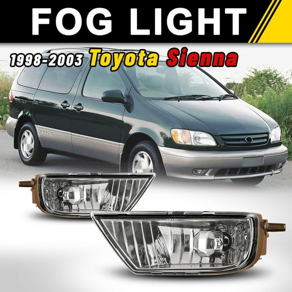 Fits For 1998-2003 Toyota Sienna OEM Style Clear Lens Bumper Driving Fog Light Lamp w/9006 12V 51W Bulb Wiring Harness & Switch