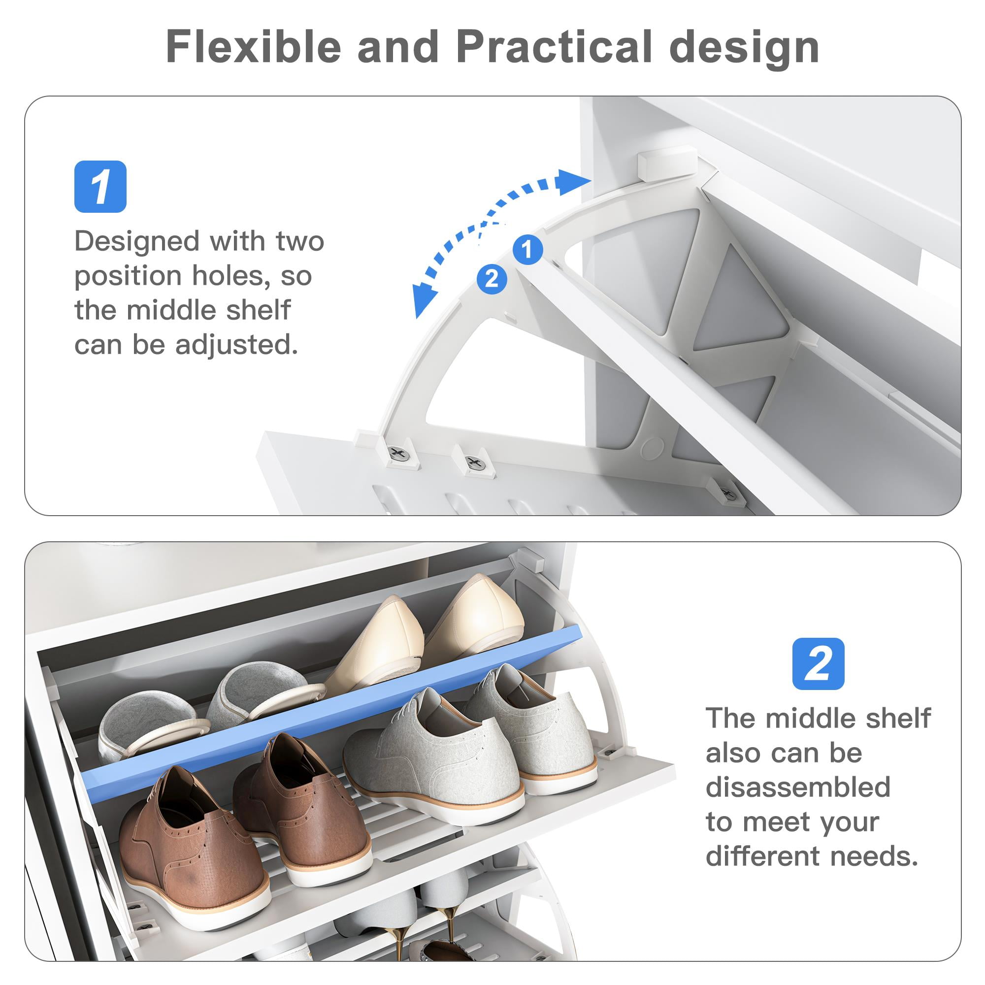 Finihen Shoe Storage Cabinet with 3 Flip Drawers, Shoe Cabinet Storage for Entryway, Hidden Narrow Slim Free Standing Shoe Rack Organizer, White Finihen Shoe Storage Cabinet with 3 Flip Drawers, Shoe Cabinet Storage for Entryway, Hidden Narrow Slim Free Standing Shoe Rack Organizer, White