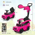thumbnail image 6 of Kepooman Kids Toddler Trolley, Kids Electric Car, 3-In-1 Kids Ride on Mercedes Benz G350 Push Car with Canopy,Pink, 6 of 11