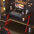 thumbnail image 2 of Homall 44 Inches Z-Shaped Gaming Desk Carbon Fiber Surface Desk with Cup Holder & Headphone Hook, Classic Red, 2 of 7