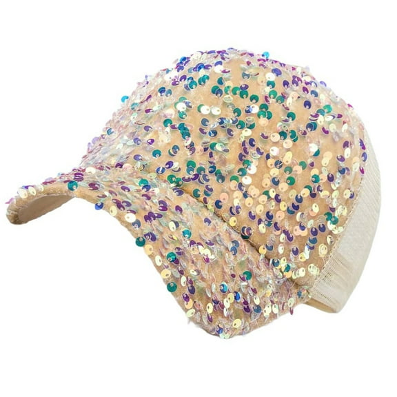 Unique Baseball Hat Sequined Headwear Adjustable Ponytail Hat for Casual and Sports for Men Women Teenagers