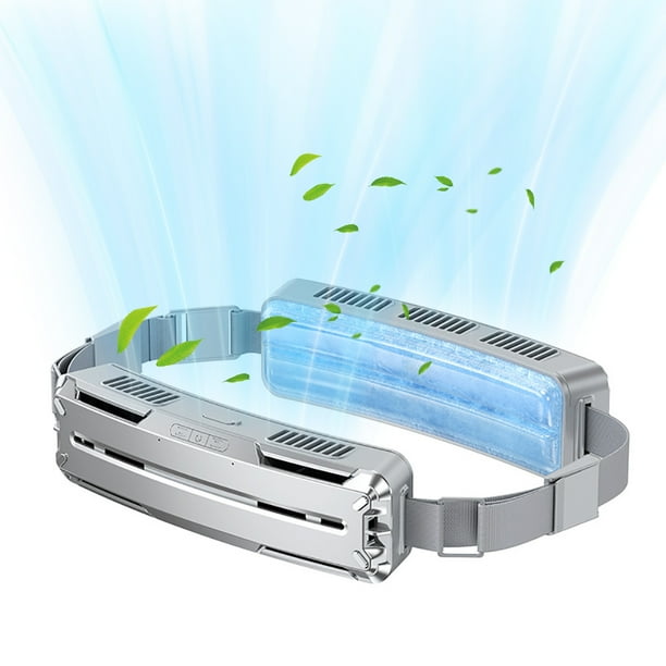 Ventilador de cintura portátil con tira de refrigeración PCM, ventilador personal recargable de 5000 mAh, 3 velocidades, gran volumen de aire, ventilador de viaje portátil manos libres para deportes a