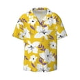 thumbnail image 3 of Goofa Lilies Flowers Printed Men's Casual Short-sleeved Shirt,Lightweight Breathable Button-down,Summer Casual men's top,Versatile Fashion shirt-X-Large, 3 of 7