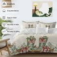 thumbnail image 3 of Merry Christmas Bedding Duvet Cover Set Twin 4 Pieces Western Green Boots Pine Leaf Candy Canes Linen Bedding Set with Zipper Closure,1 Comforter Cover 68x86 Inches 1 Flat Sheet & 2 Pillow Cases, 3 of 7
