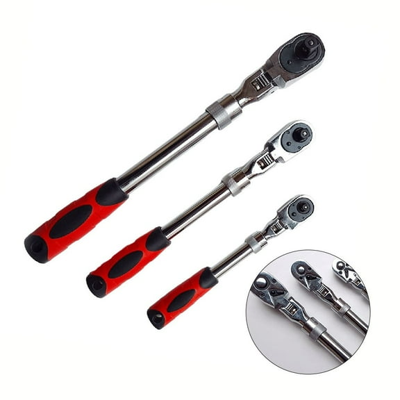 72Tooth Flex Head Socket Ratchet Wrench Extendable Spanner 1/4" 3/8" 1/2" For Garage Workshops Auto Repair Hand Tools
