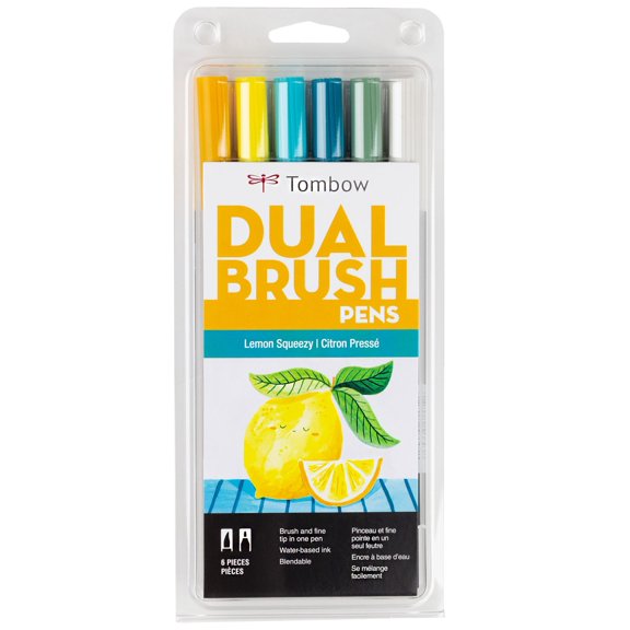 Tombow Dual Brush Pens - Set of 6, Lemon Squeezy