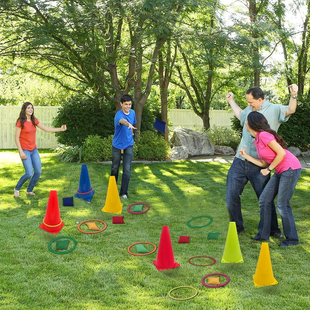 1 Set Cone Ring Toss for kids Birthday Party Games Family Outdoor Carnival Games 