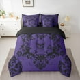thumbnail image 2 of Homewish Spooky Gothic Skeleton 7 Pieces Bedding Comforter Set,Ancient Baroque Print Full Bedding Set,Black Purple Fitted Sheet Flat Sheet For Boys Girls,Breathable Home Decor Reversible, 2 of 8