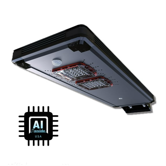 LED Solar Area Light 3200 Lumens – Solar Powered Outdoor Integrated AI-Smart Sensing CREE LED Area / Path / Parking Light, Dusk-to-Dawn, Black Aluminum Outdoor Lighting