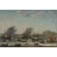 thumbnail image 3 of Adam Willaerts 14x11 Black Modern Framed Museum Art Print Titled - Naval Battle Near Gibraltar, 25 April 1607 (Victory Over the Spanish Near Gibraltar by a Fleet Commanded by Admiral Jacob V, 3 of 5