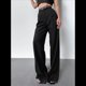 thumbnail image 5 of Pantalones de Traje de Pierna para Mujer, Pantalones Largos Informales de Negocios con Cintura Holgada y Corte Holgado Negro L, 5 of 10