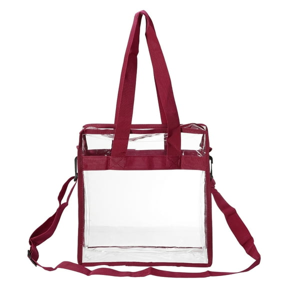 Unique Bargains Clear Toiletry Bag Waterproof Transparent Tote Bag for Women Zipper Makeup Pouch Rose Red