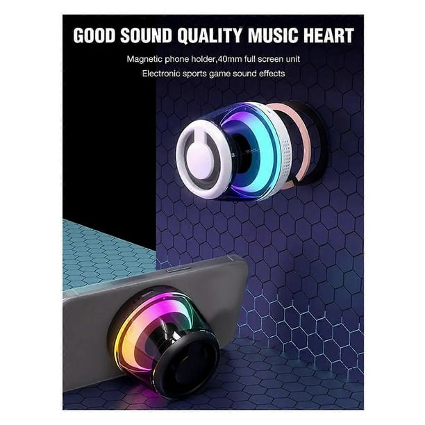 Magnetic Bluetooth Speaker with RGB Lighting,Mini Portable Sound Box,Wireless Phone Holder and Bluetooth Speaker Tower,B