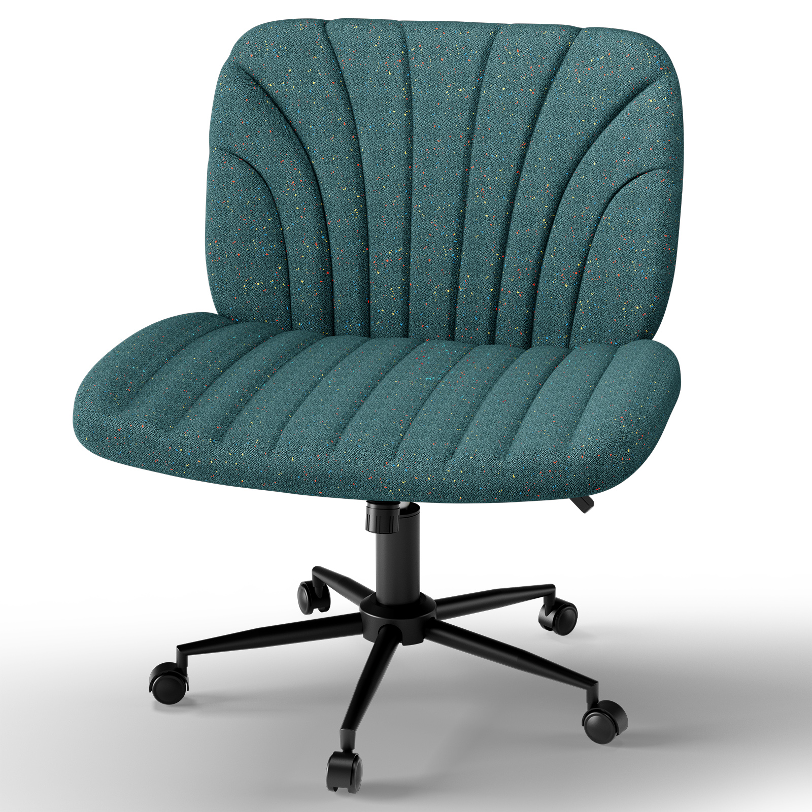 Luxvie Criss Cross Chair with Wheels, Ergonomic Office Cross Legged Swivel Chairs for Adult with Thick Cushion, Oversized Wide Seat Office Desk Comfy Chair for Home Office Vanity Apartment, Green