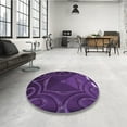 thumbnail image 4 of Ahgly Company Machine Washable Indoor Round Transitional Dark Purple Area Rugs, 3' Round, 4 of 7