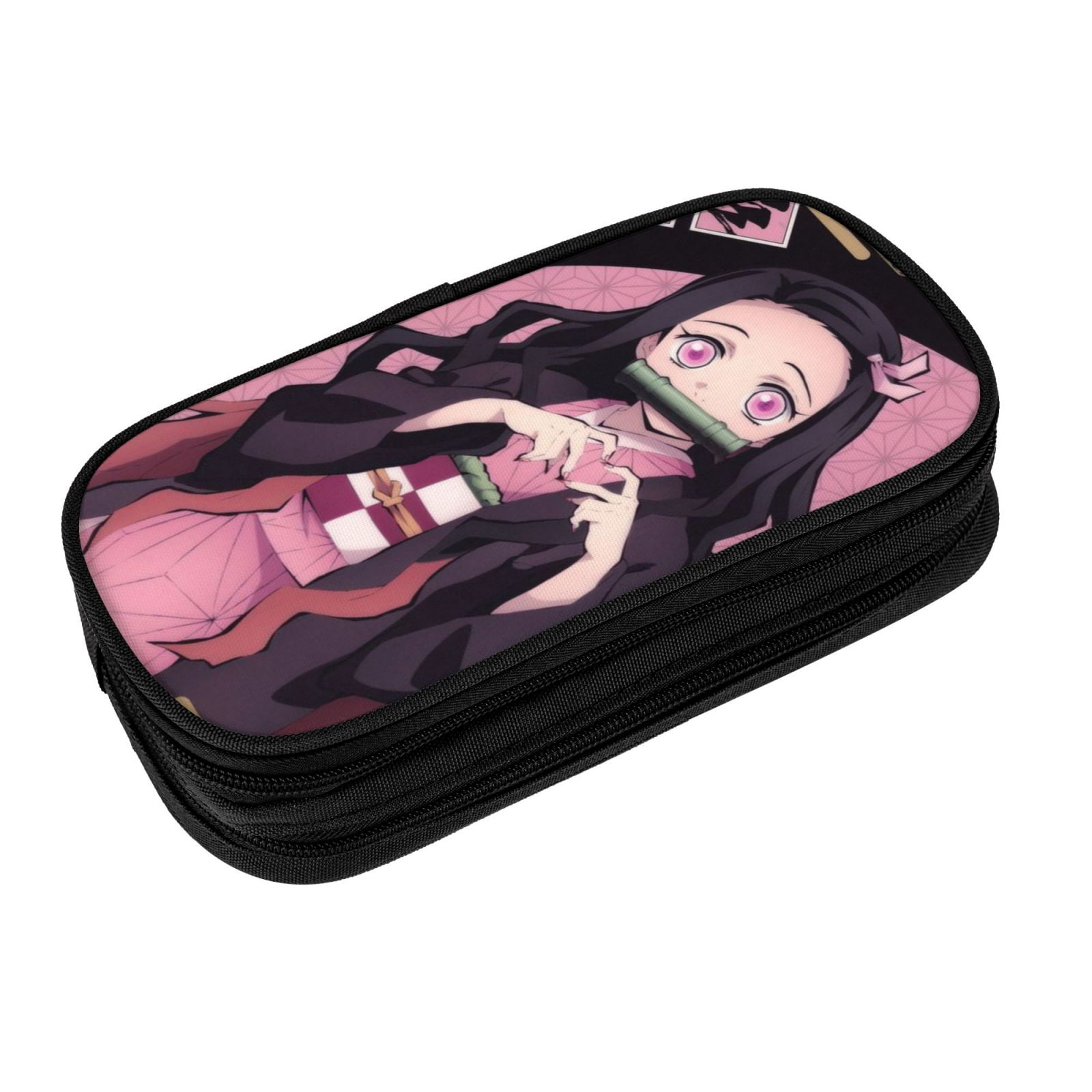 Kamado Nezuko Pencil Case Large Capacity Pencil Pouch Pen Bag Office Stationery Organizer Travel Makeup Bag Black