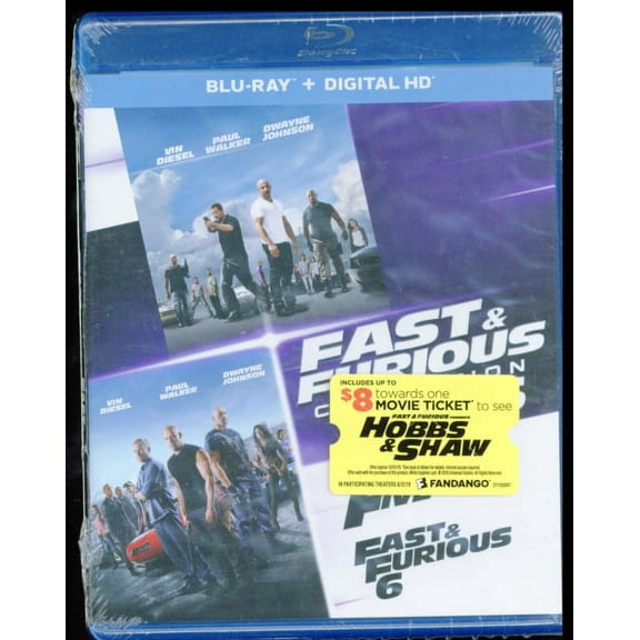 FAST & FURIOUS COLLECTION: 5 & 6 (BLURAY/DIGITAL/FAST & FURIOUS HOBBS & SHAW FANDANGO CASH)