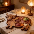 thumbnail image 4 of Natural Wood Cow Shaped Charcuterie Board, Farmhouse Wooden Serving Tray With Handle, Multipurpose Food Platter For Steak, Sushi, Pizza, Dessert, Ideal For Home Dining, Picnic, Holiday Gathering, 4 of 8