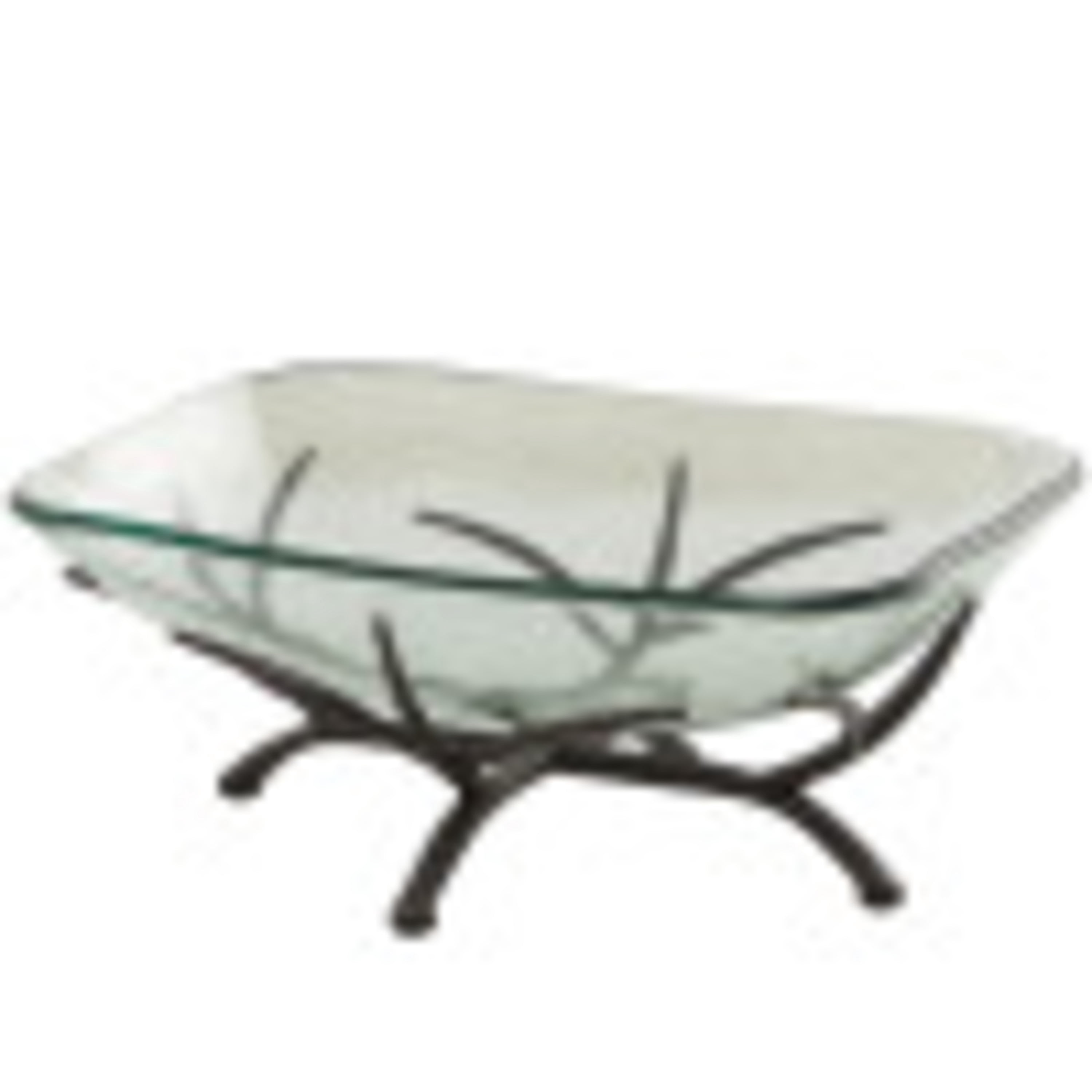 DecMode 19" x 8" Clear Glass Kitchen Serving Bowl with Black Metal Branch Stand, 1-Piece