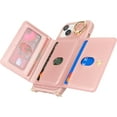 thumbnail image 5 of for iPhone 15 Case with Card Holder for Women, for iPhone 15 Phone Case Wallet with Strap Credit Card Slots Crossbody with Kickstand Zipper Case for iPhone15-Rose Gold, 5 of 13