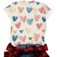 thumbnail image 5 of Womens Cute T-shirts with Love Heart Prints Loose Fit Valentines Holiday Casual Tees Plus Size Crew Neck Tops (2XL, Beige), 5 of 5