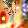 thumbnail image 5 of Australian Shepherd Wearing Red Reindeer Hat with String Light 2D Flat Car Rear View Mirror Accessories Christmas Tree Ornament Decoration Hanging Charm Interior Rearview Pendant Decor Gift, 5 of 5