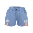 thumbnail image 3 of Haitryli Girls Embroidered Floral And Bow Denim Shorts Split Hem Pants For Casual Vacation Beach Toursers Flower 130/24, 3 of 7