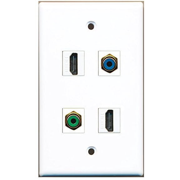 RiteAV - 2 Port HDMI 1 Port RCA Green 1 Port RCA Blue Wall Plate