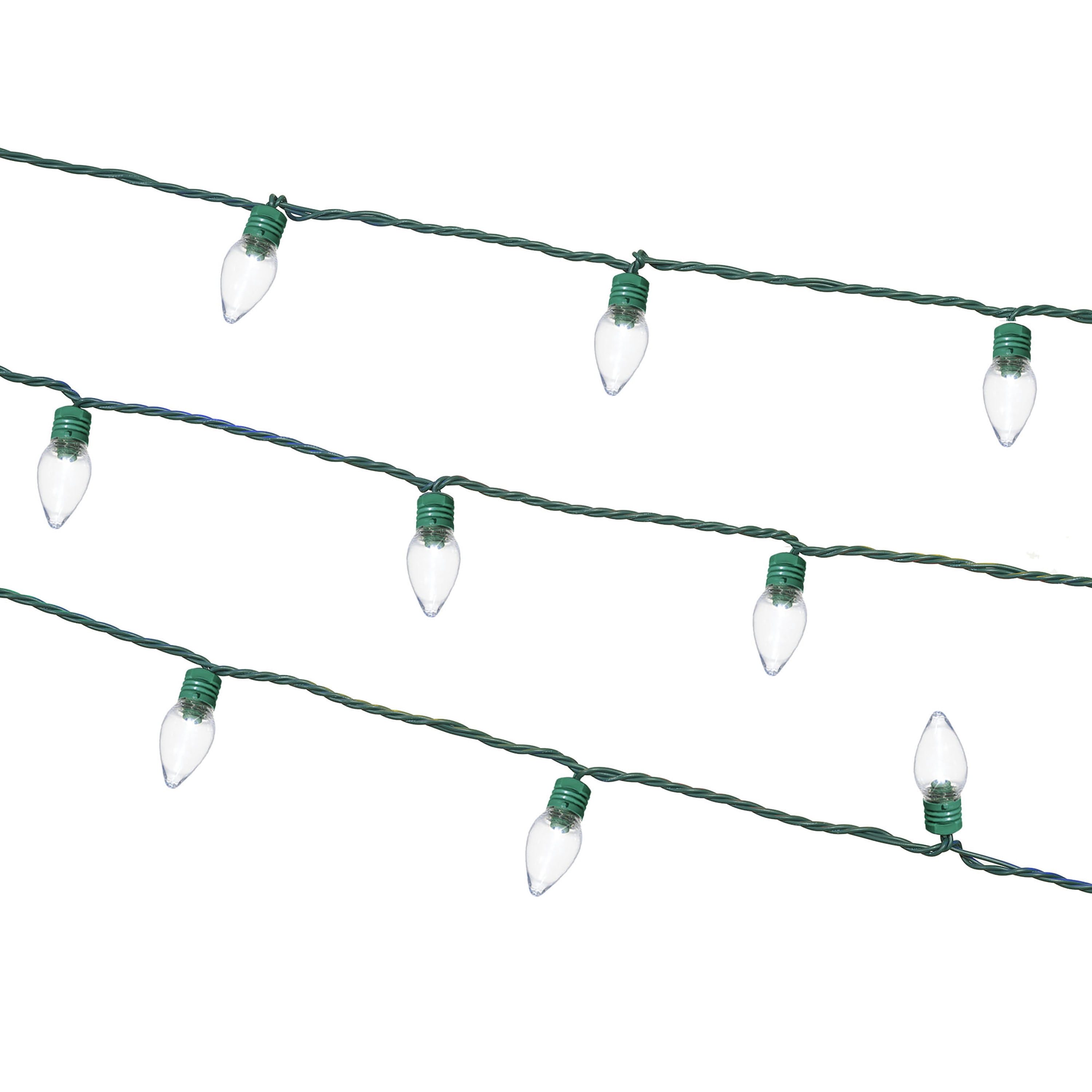 Indoor/Outdoor 25-Count Super Bright LED C7 Christmas String Lights, Cool White, 14', by Holiday Time
