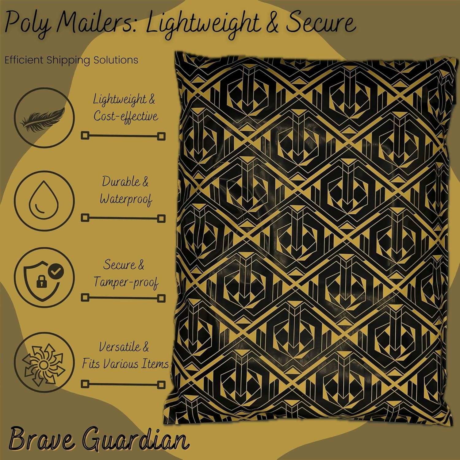 Hawk Poly Mailers 10x13 Cute Heavy Duty 3.15mil Tamper-Evident & Self-Sealing Shipping Envelopes for Small Businesses Printed Waterproof Mailing Bags Non Padded (Brave Guardian, 10x13)