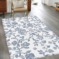 thumbnail image 4 of 3x5 Area Rugs, Blue Flower Non-Skid Rubber Backing Large Rectangle Rugs - Living Room Bedroom Home Office, Vintage Farmhouse Boho Leaf Spring Summer Indoor Floor Mat Carpets Washable Rug, 4 of 9