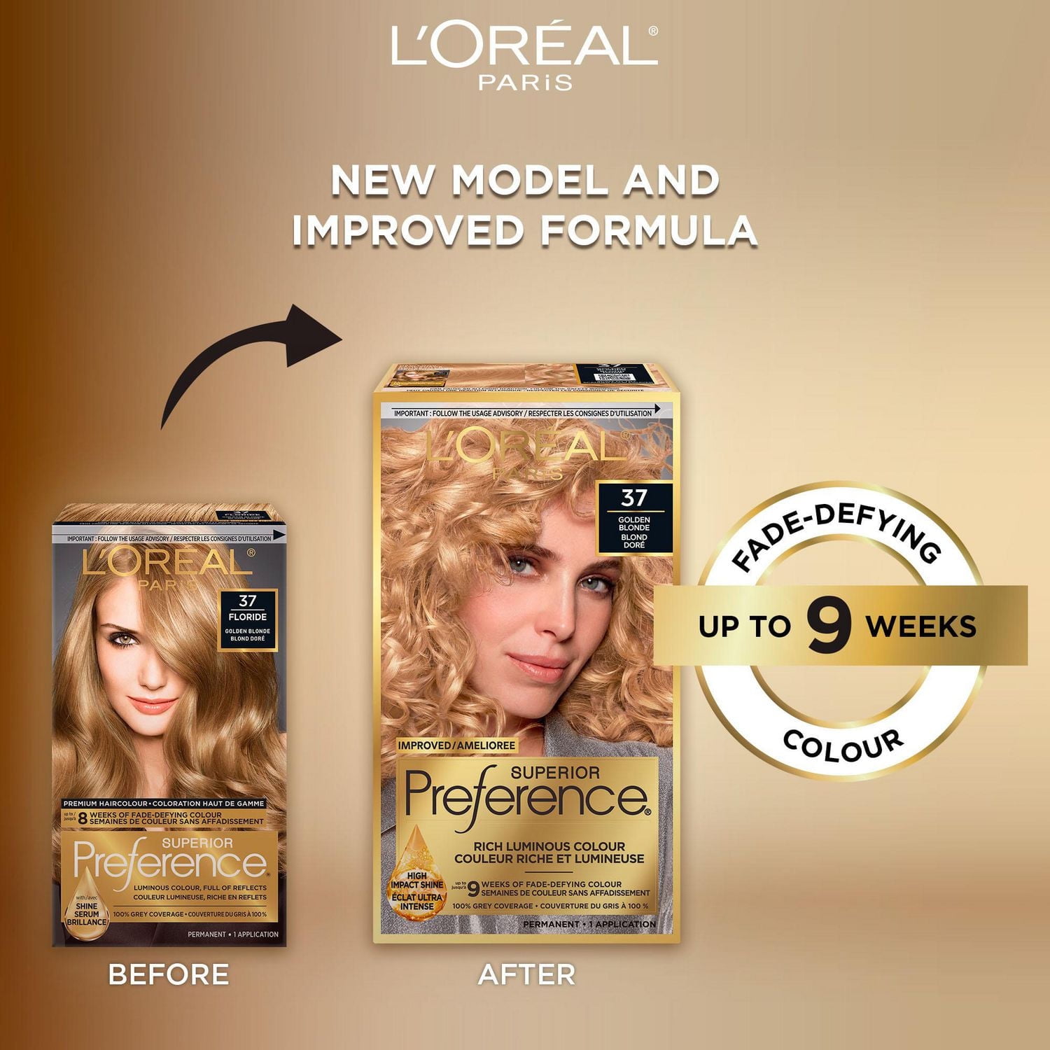 L'Oréal Paris Superior Preference, Permanent Hair Dye, 9 weeks of fade-defying colour