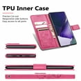 thumbnail image 4 of Wallet Case for Samsung Galaxy S24 Ultra with Card Slots Holder Magnetic Clasp Kickstand Flip Folio Cover, Exquisite Flower Pattern PU Leather Soft Silicone Shockproof Protective Cover, Rose, 4 of 12