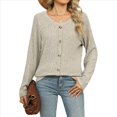 thumbnail image 3 of Suéteres Ligeros para Mujer 2025, Camiseta Henley de Larga, Blusa Informal de Cuello Redondo para Otoño. Colorante de Avena L, 3 of 10