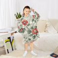 thumbnail image 6 of FORMRS Wearable Blanket Hoodie with Sleeves for Kids Cozy Flannel Sweatshirt, Red Floral Pattern, 6 of 7