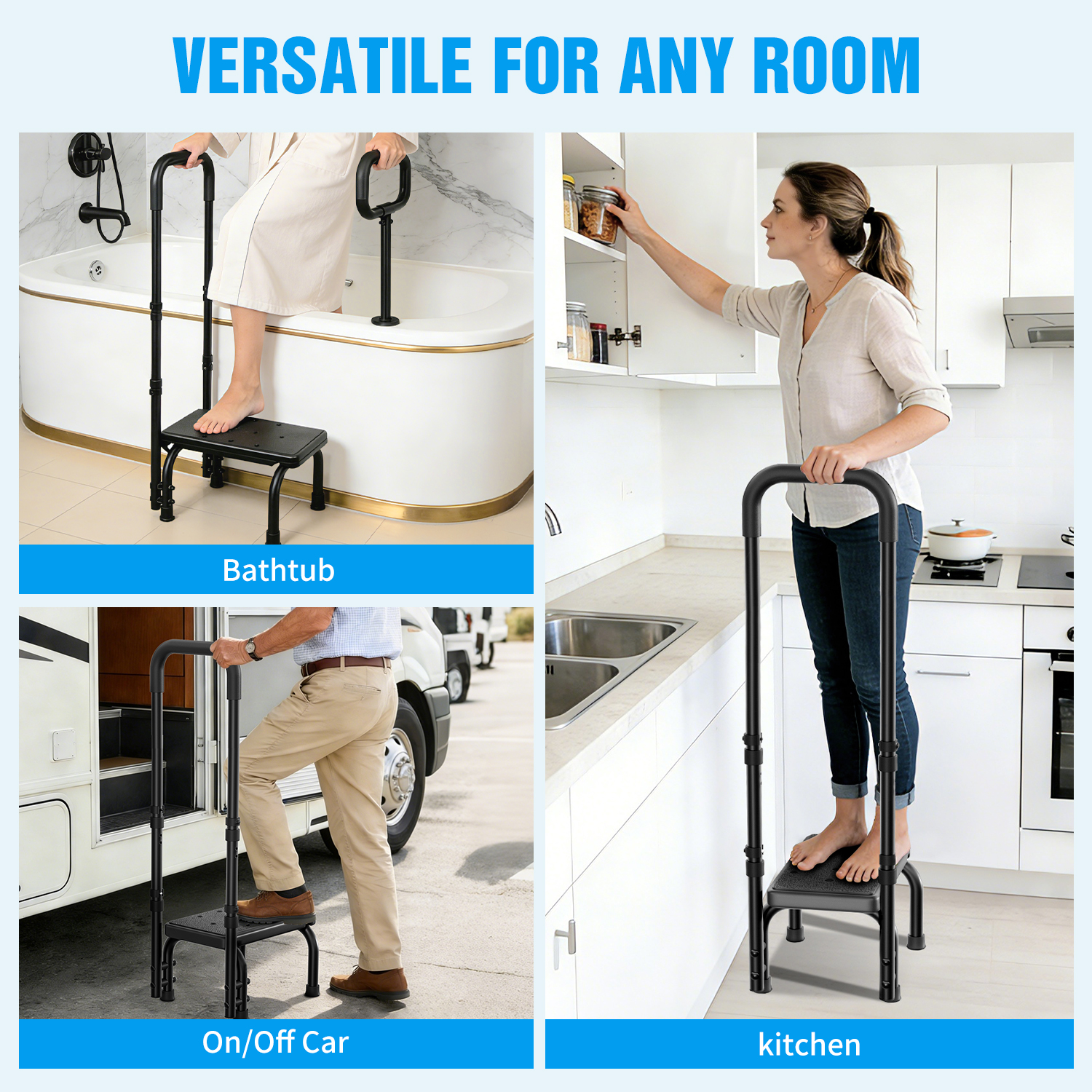 SAFH Metal Step Stool with Adjustable Handrail photo 7