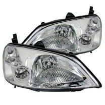 Spec D Tuning  Chrome JDM Headlights with Clear Lens for 2001-2003 Honda Civic