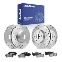 AutoShack Front & Rear Drilled & Slotted Brake Rotors Ceramic Brake Pads | Replacement for 2007 GMC Sierra 1500 Classic 2003-2005 GMC Safari | Silver Zinc Coated | 12-PC Brake Kit | SilverShield Pro